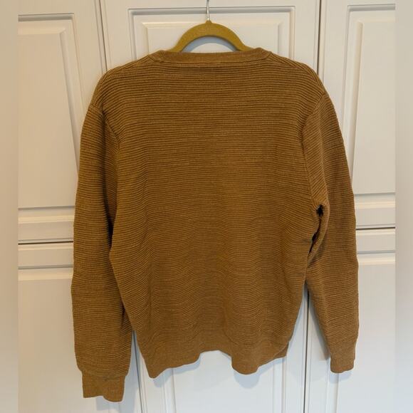 J. Crew Men’s Knit Sweater Gold Tan Size XL Fitted 100% Cotton Layer Textured - Picture 2 of 7
